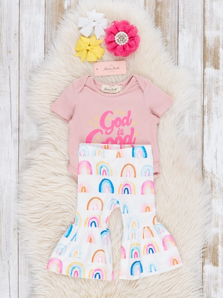"God Is Good" Rainbow Bell Bottoms Outfit