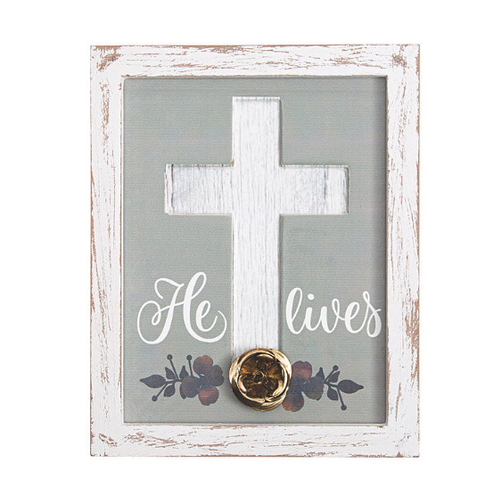 He Lives Cross Wall Sign