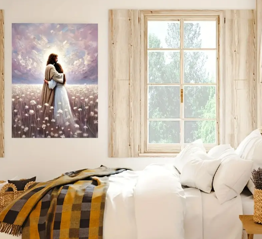 Jesus Embracing Woman-Framed Wall Canvas