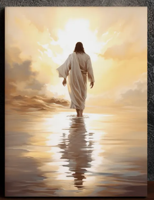 Jesus Walking on Water-Framed Wall Canvas