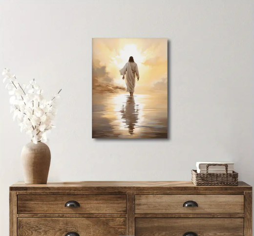 Jesus Walking on Water-Framed Wall Canvas