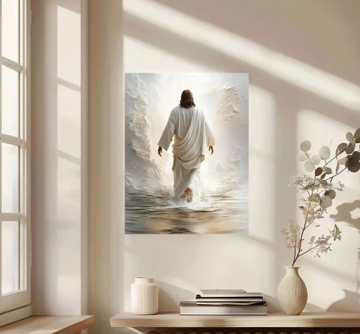 Jesus Walking on Water-Framed Wall Canvas