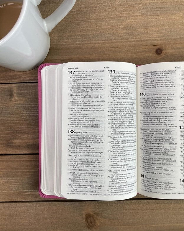 NLT Premium Value Compact Bible, Imitation Leather - Pink Rose