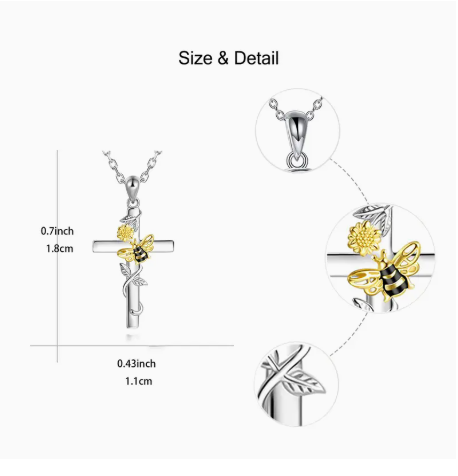 Cross Bee Sunflower Necklace