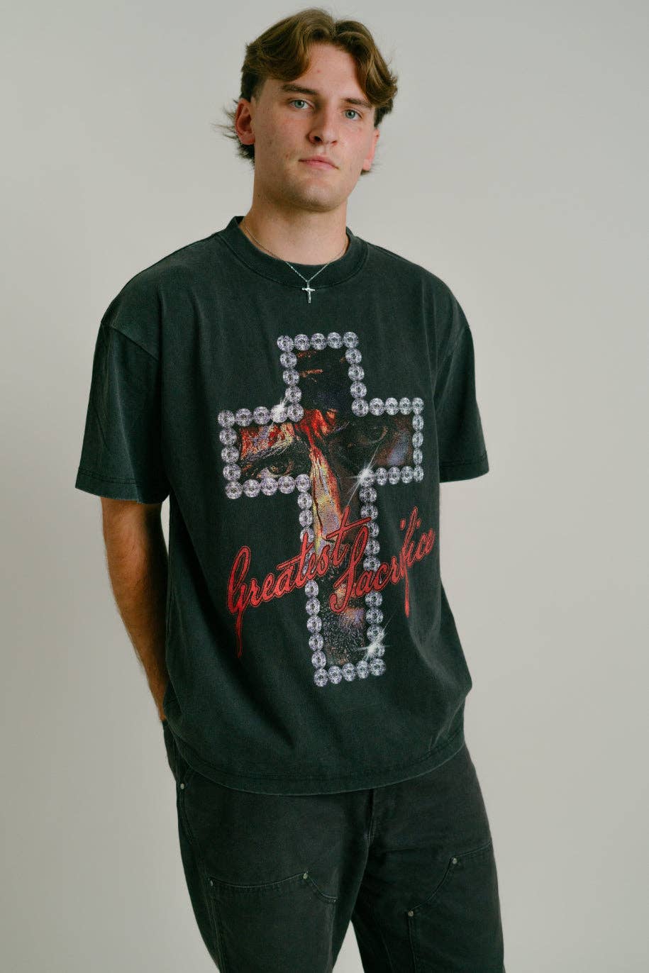 "Greatest Sacrifice" Tee || 8 Oz. Faded Black