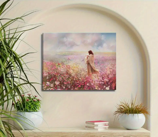Jesus Carrying Sheep-Framed Wall Canvas
