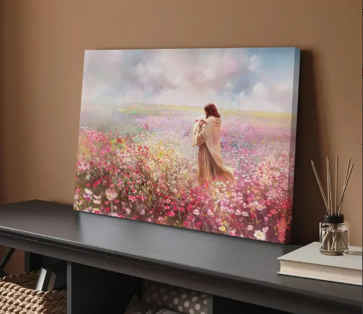 Jesus Carrying Sheep-Framed Wall Canvas