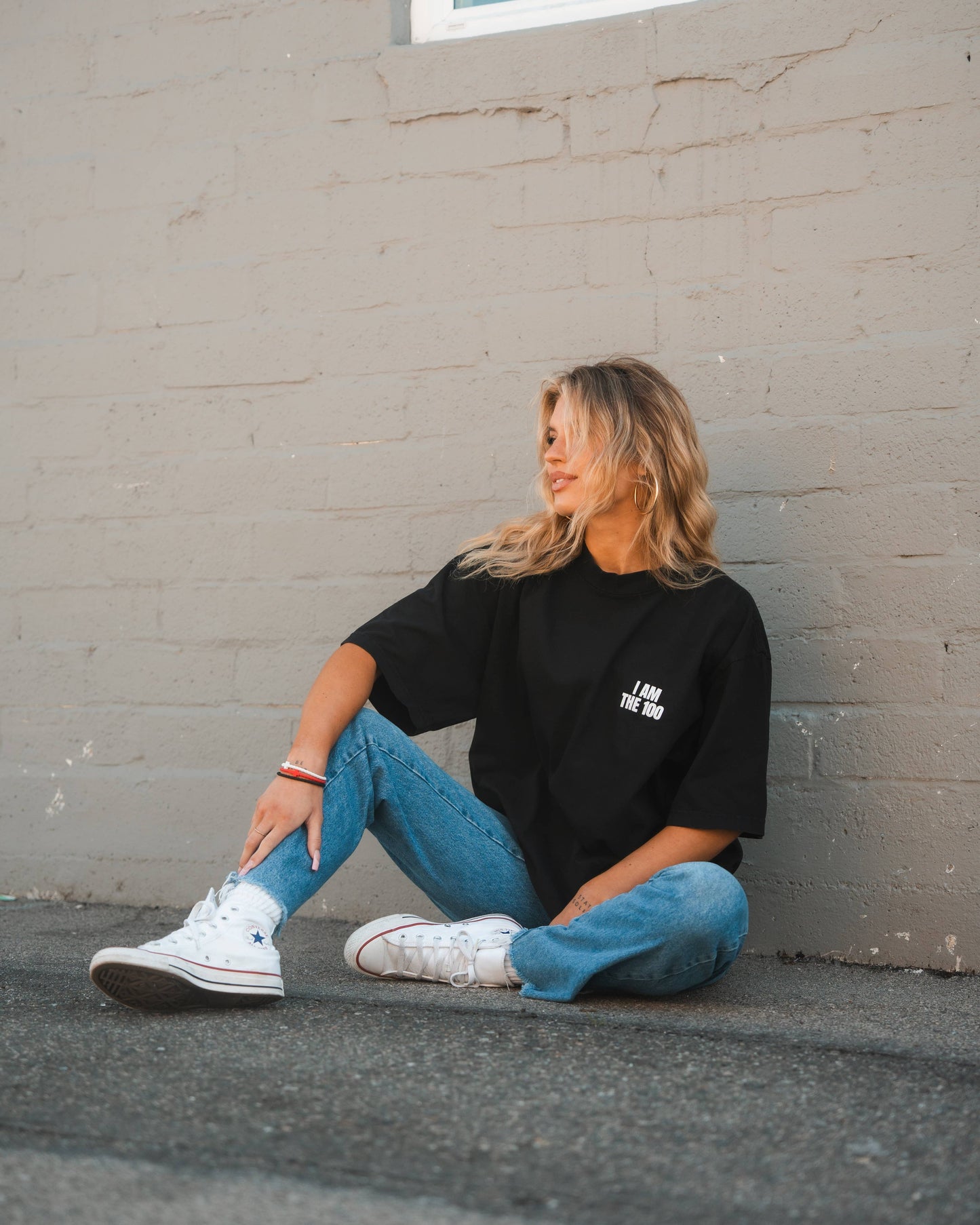 I AM THE 100 Black Heavyweight Oversize Tee