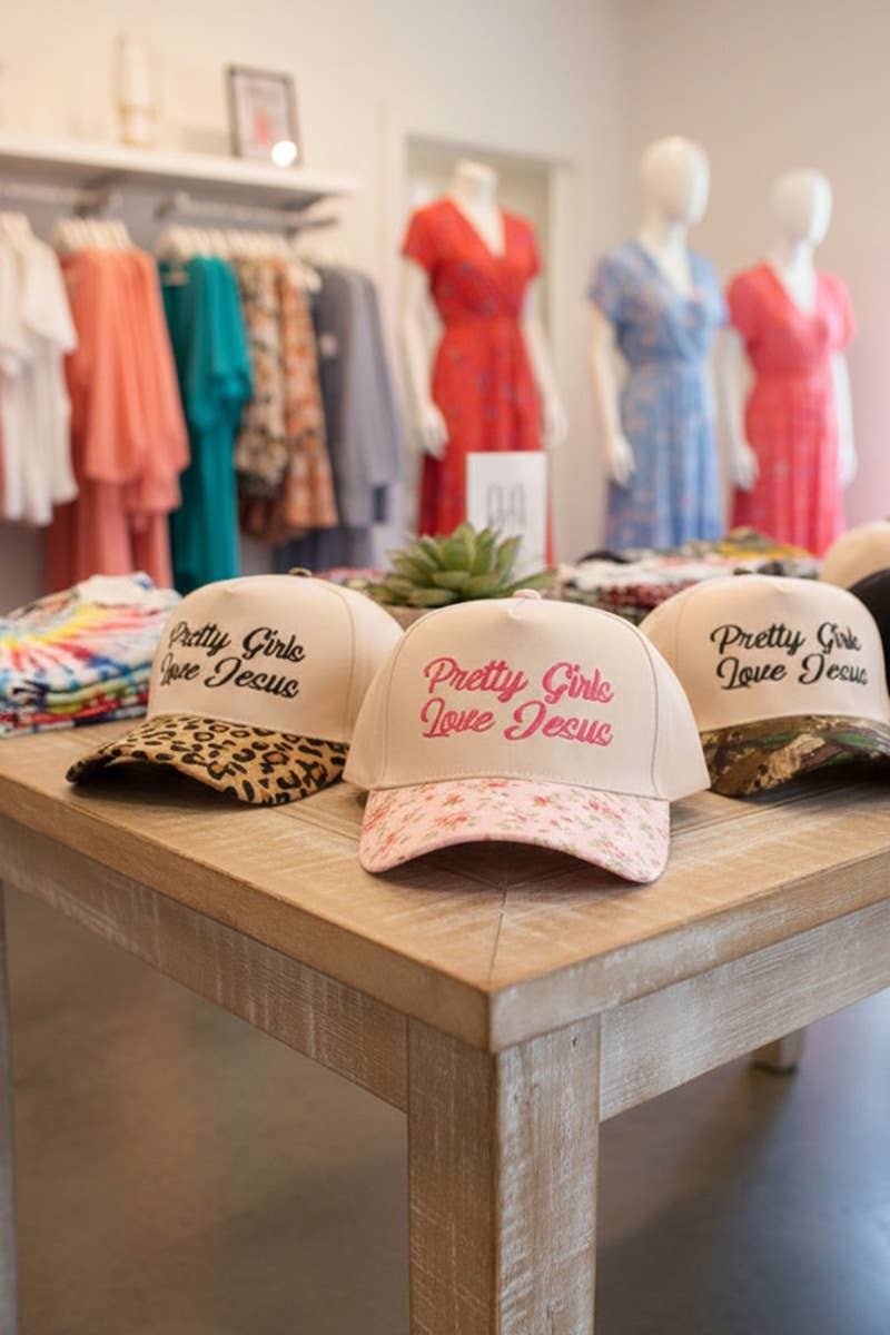 Pretty Girls Love Jesus Two Tone Cotton Hat Floral