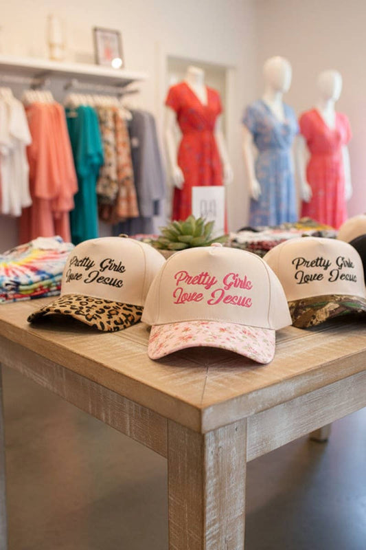 Pretty Girls Love Jesus Two Tone Cotton Hat Floral
