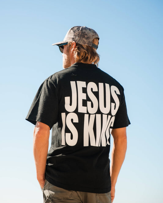 'Jesus is King' Black Oversized Tee
