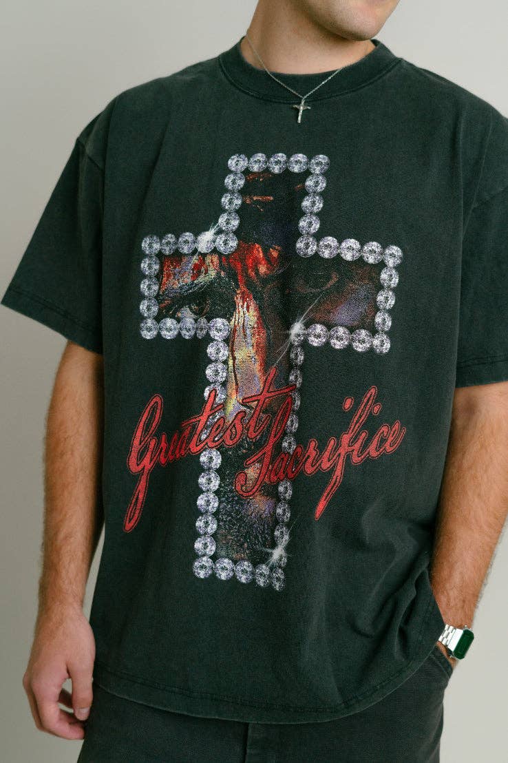 "Greatest Sacrifice" Tee || 8 Oz. Faded Black