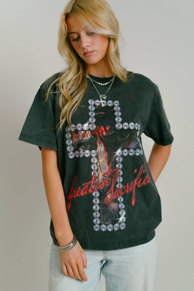 "Greatest Sacrifice" Tee || 8 Oz. Faded Black