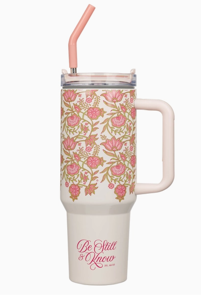 Pink Be Still Ps. 46:10 Tumbler w/straw Ss