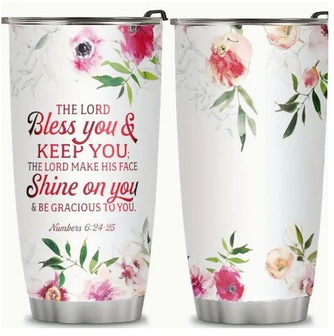 Lord Bless & Keep You Num. 6:24 Ss Tumbler W/Straw