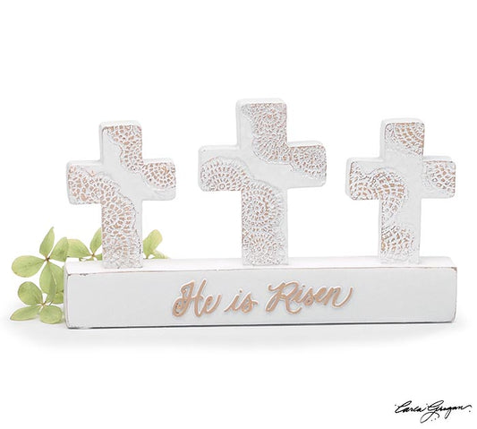 He is Risen Crosses Shelf Sitter