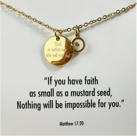 God is Within Her Faith Mustard Seed Necklace