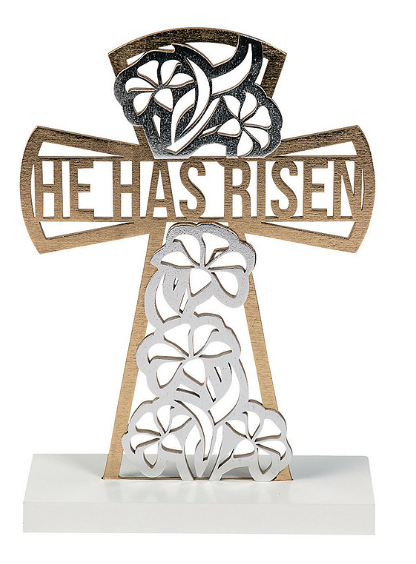 He Has Risen Cross tabletop