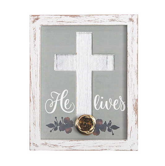 He Lives Cross Wall Sign