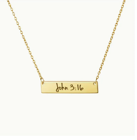 John 3:16 Engraved Bar Necklace
