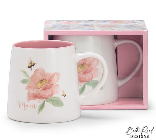 Mom Mug with Bees and Flower