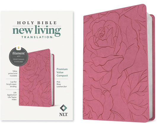 NLT Premium Value Compact Bible, Imitation Leather - Pink Rose
