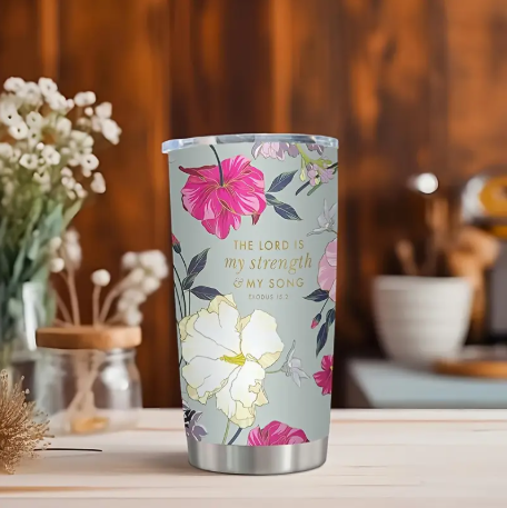 The Lord Is My Strength Ex. 15:2 Ss Tumbler W/Straw