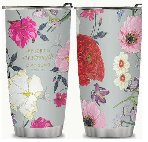 The Lord Is My Strength Ex. 15:2 Ss Tumbler W/Straw