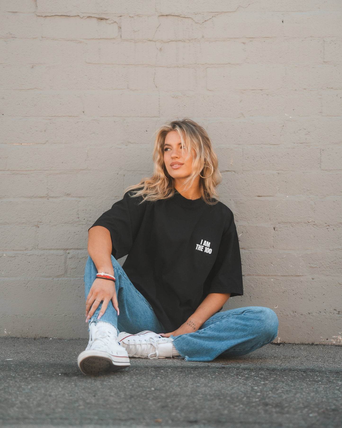 I AM THE 100 Black Heavyweight Oversize Tee