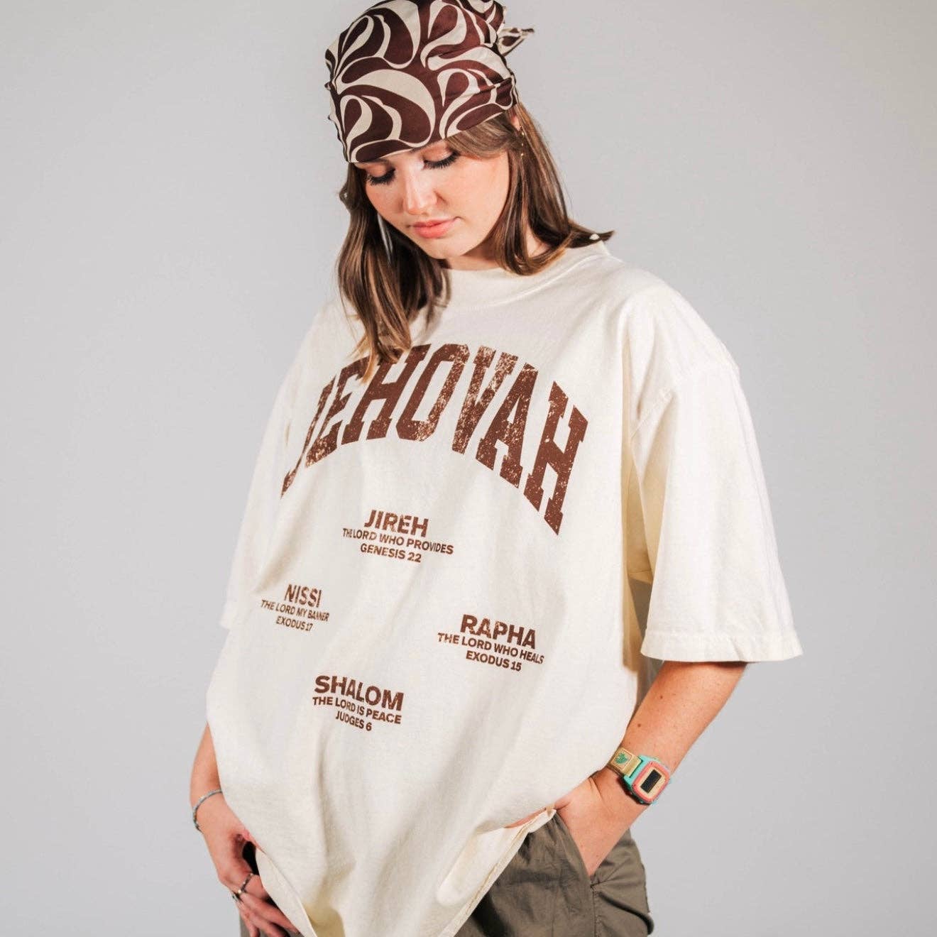 JEHOVAH Tee - Cream/Brown (Oversized Tee)