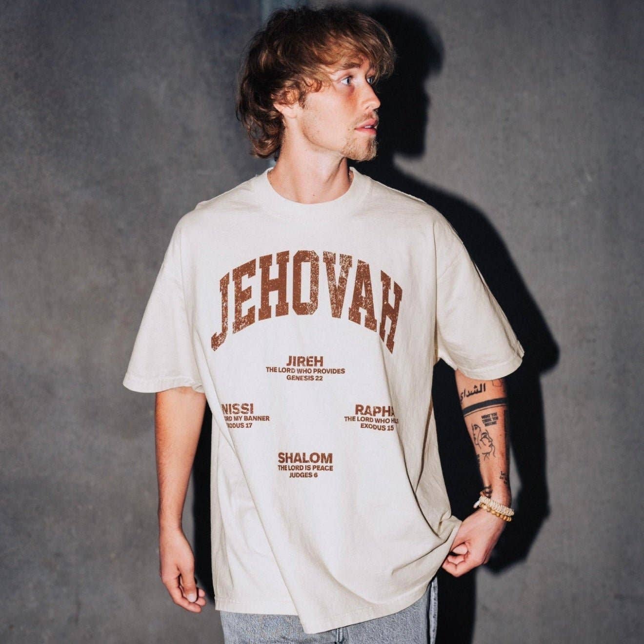 JEHOVAH Tee - Cream/Brown (Oversized Tee)