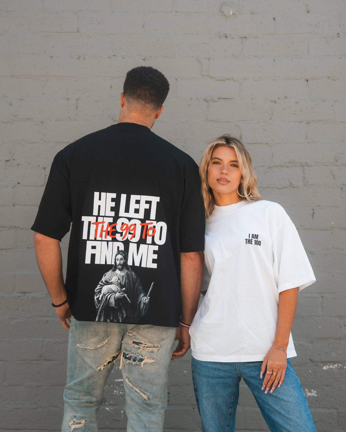 I AM THE 100 Black Heavyweight Oversize Tee