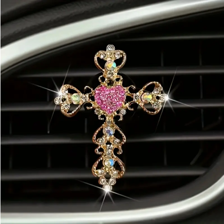 Metal Cross Car Air Freshener-Gold