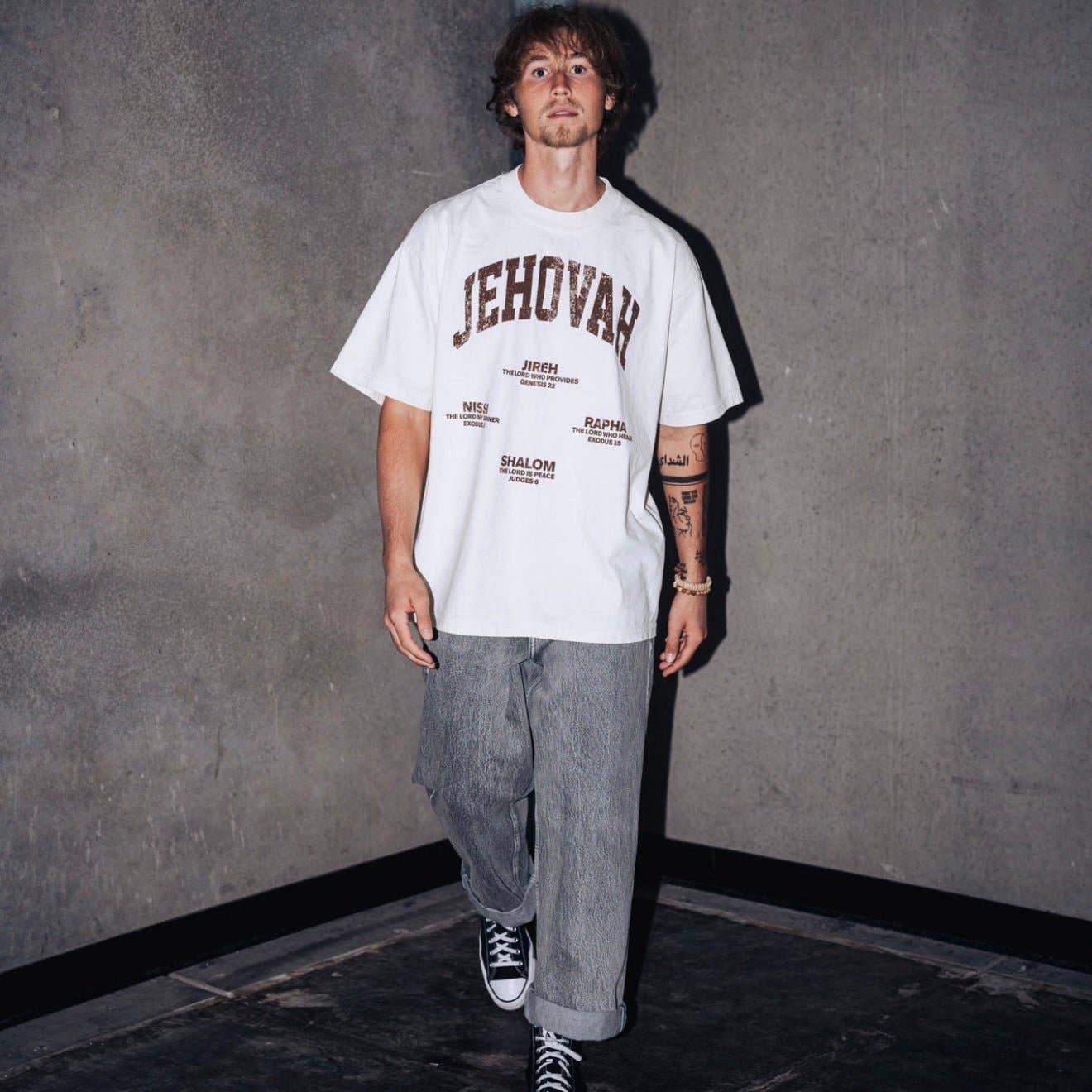 JEHOVAH Tee - Cream/Brown (Oversized Tee)