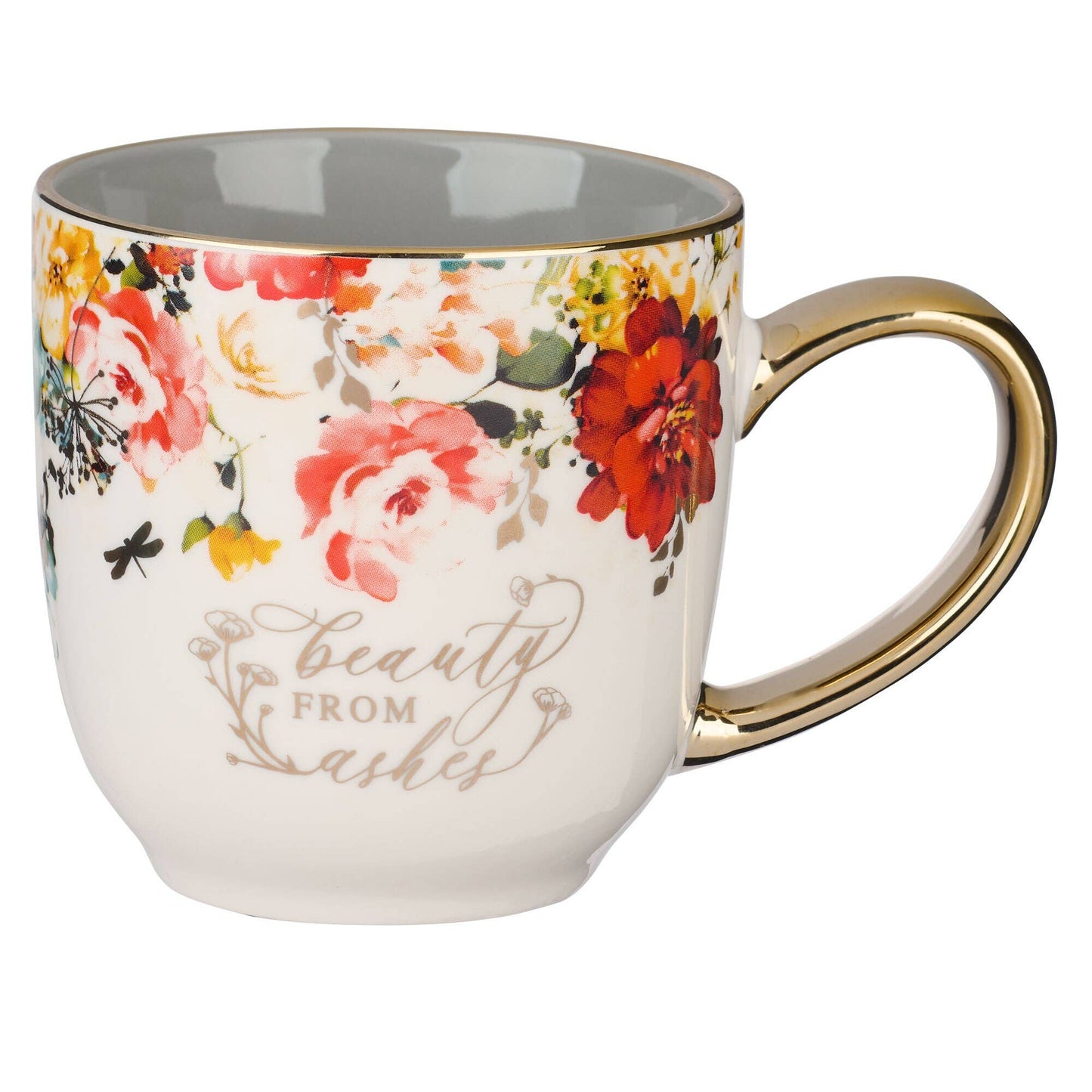 Gray/White Floral Beauty from the Ashes Isa. 61:3 Mug