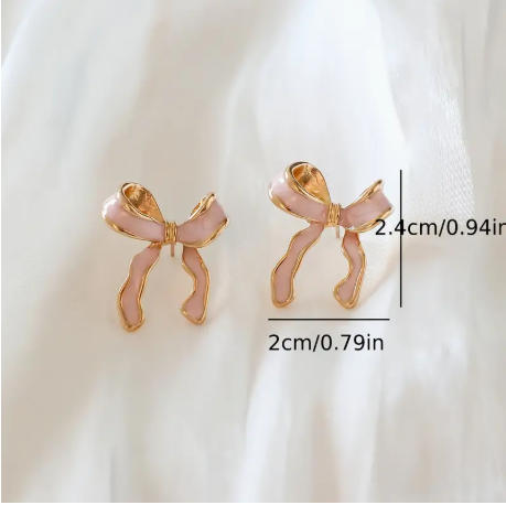 Pink Bow Stud Earrings