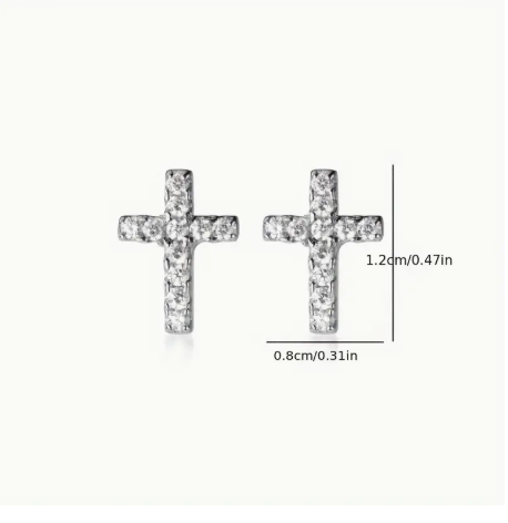 Rhinestone Cross Stud Earrings