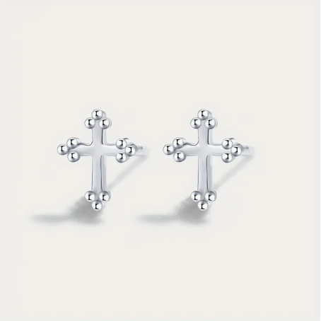Mini Sterling Silver Cross Earrings