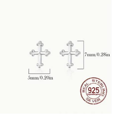 Mini Sterling Silver Cross Earrings